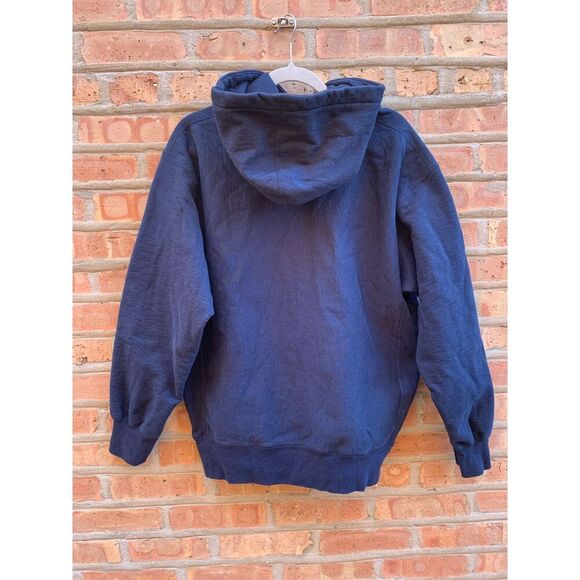 Supreme Navy Spell Out Hooded Sweatshirt Medium Hoodie Pullover - Picture 7 of 7
